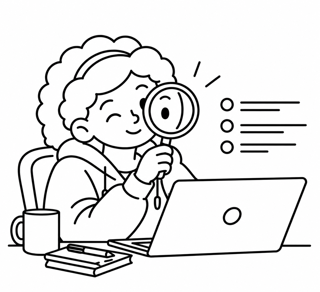 LAILA inspecting an interface with a magnifying glass